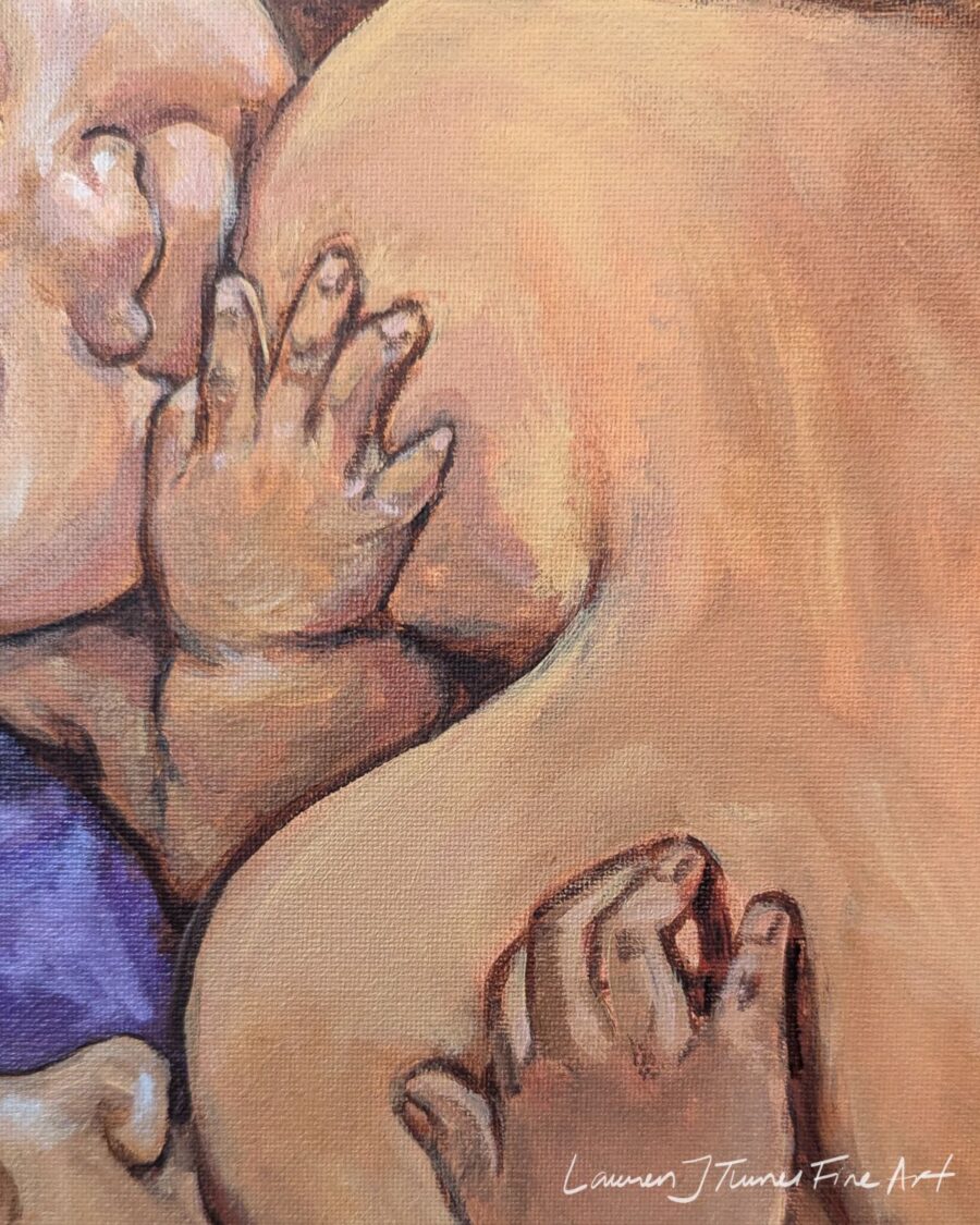 Original Painting: Tandem Nursing with Purple - Image 2