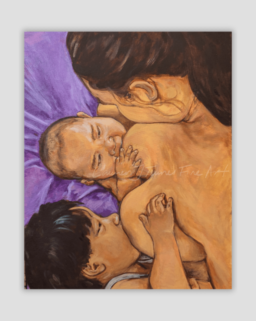 Original Painting: Tandem Nursing with Purple