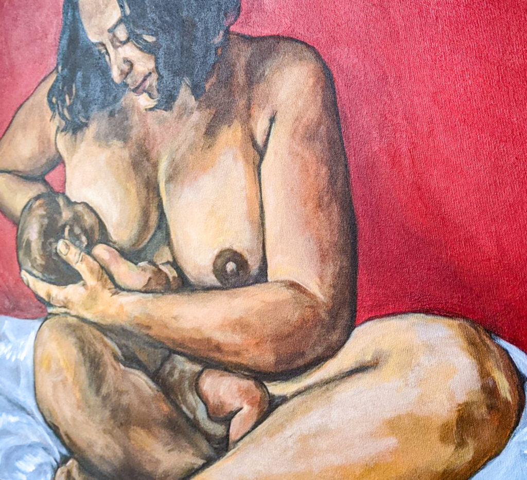 Lauren J. Turner's painting "Breastfeeding with Red".