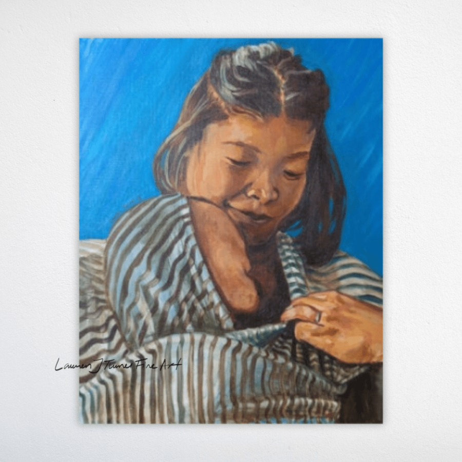 Original Painting: Mother Stripe Wrap Baby-wearing