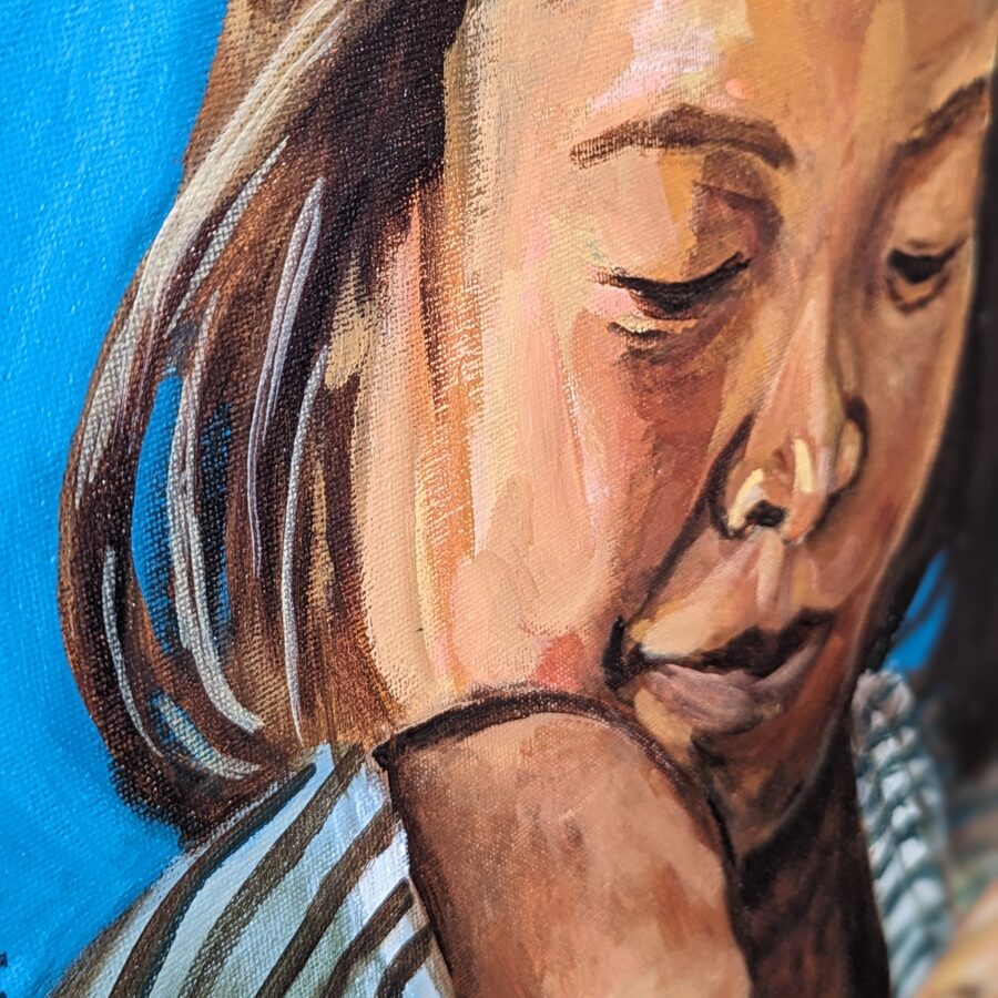 Original Painting: Mother Stripe Wrap Baby-wearing - Image 3