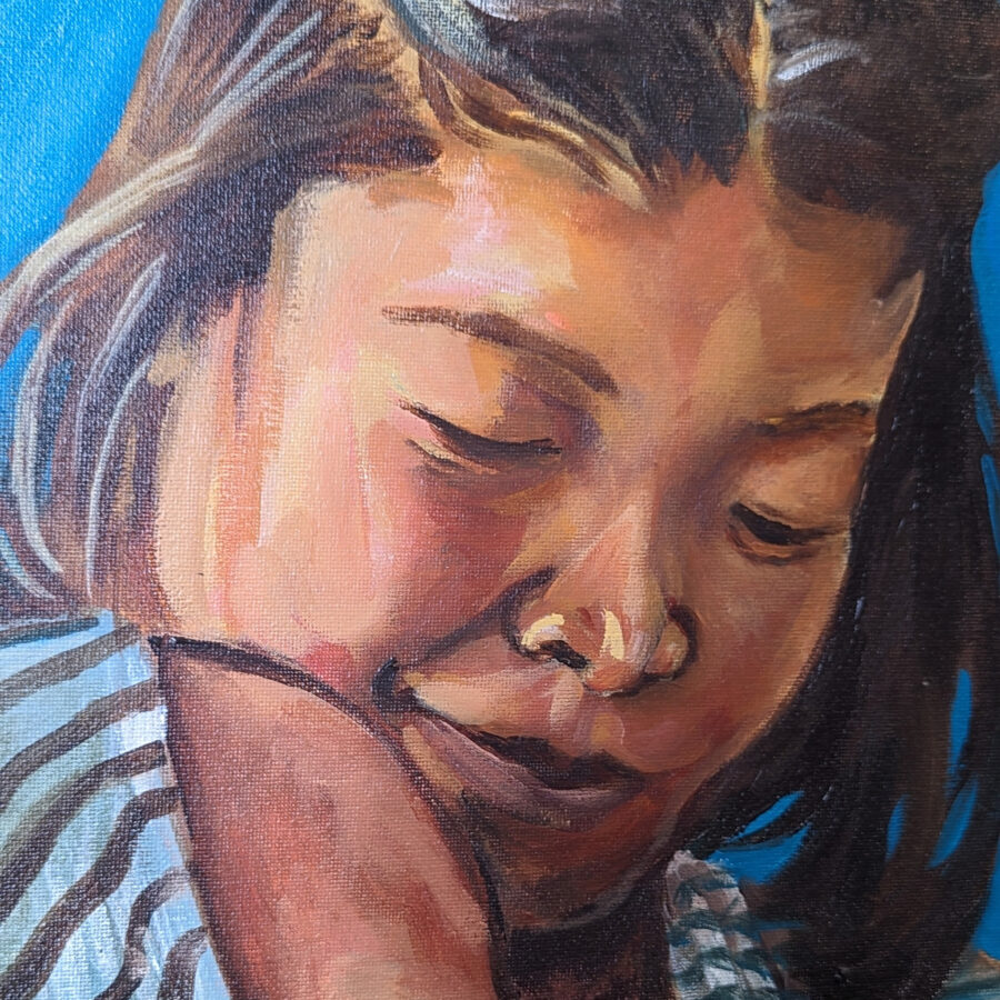 Original Painting: Mother Stripe Wrap Baby-wearing - Image 4