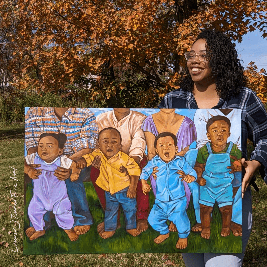 Original Painting: Toddlers with Parents - Lauren J. Turner Fine Art