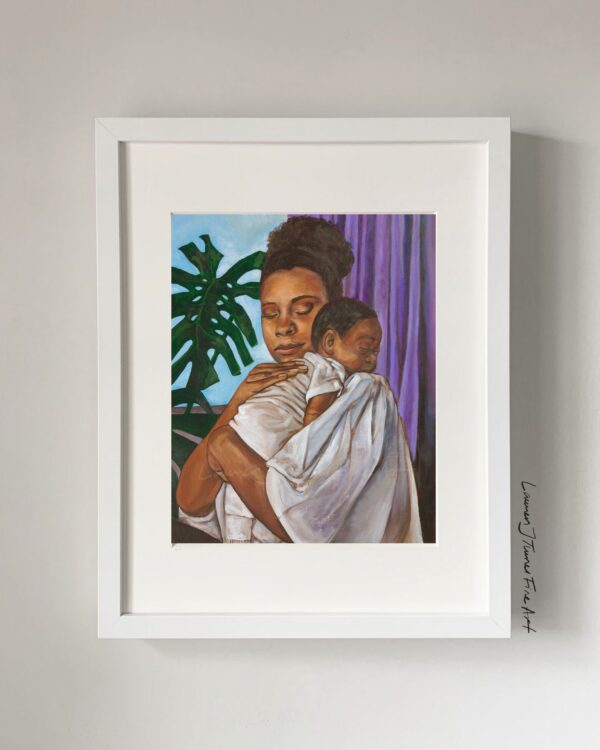 Black Mother Cradles Baby Near Window