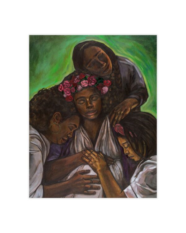 Black Mother Being Embraced by Community