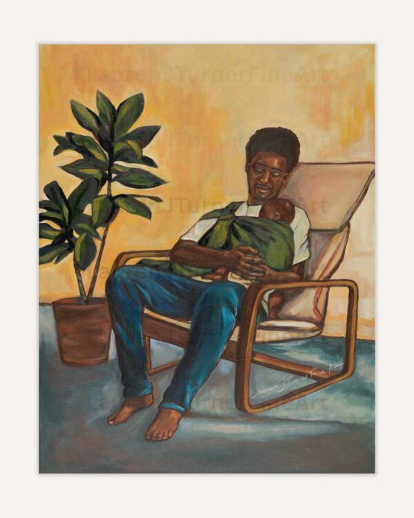 Sleepy Father in Chair Baby Wearing