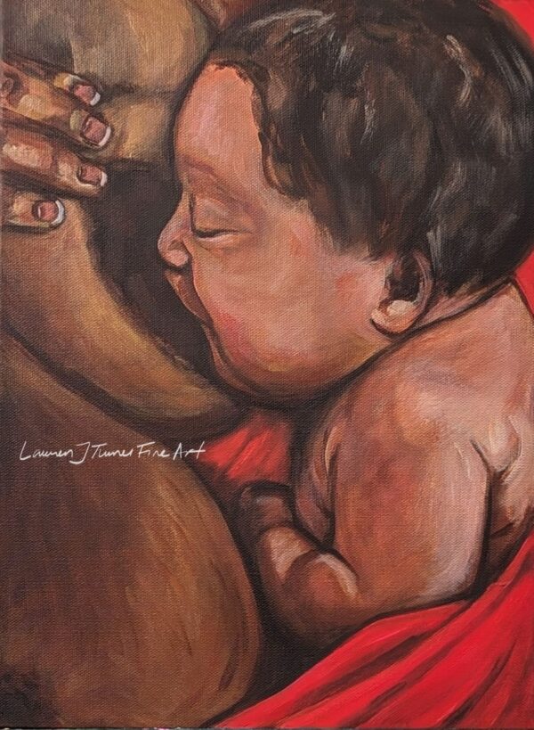 Original Painting: Nursing with Red Sheets
