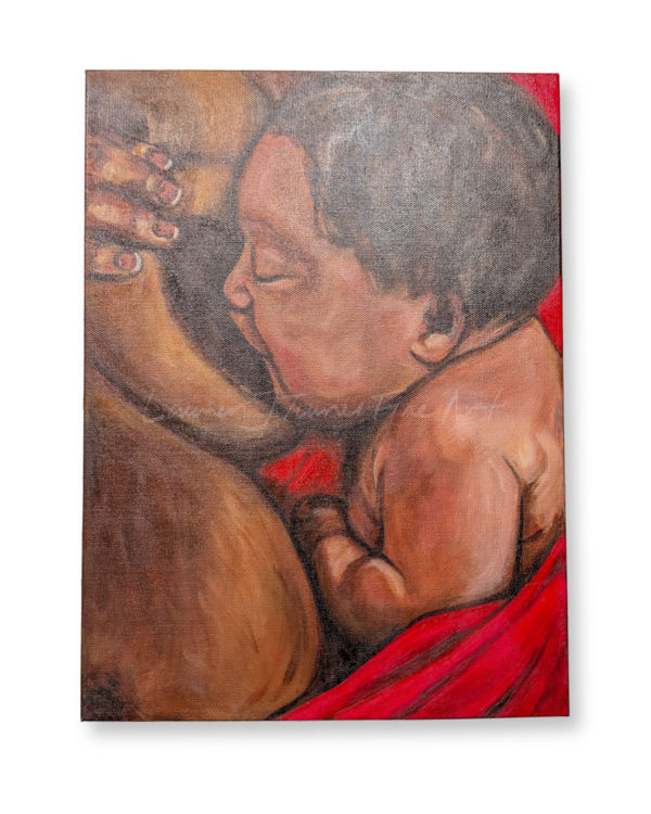 Original Painting: Nursing with Red Sheets
