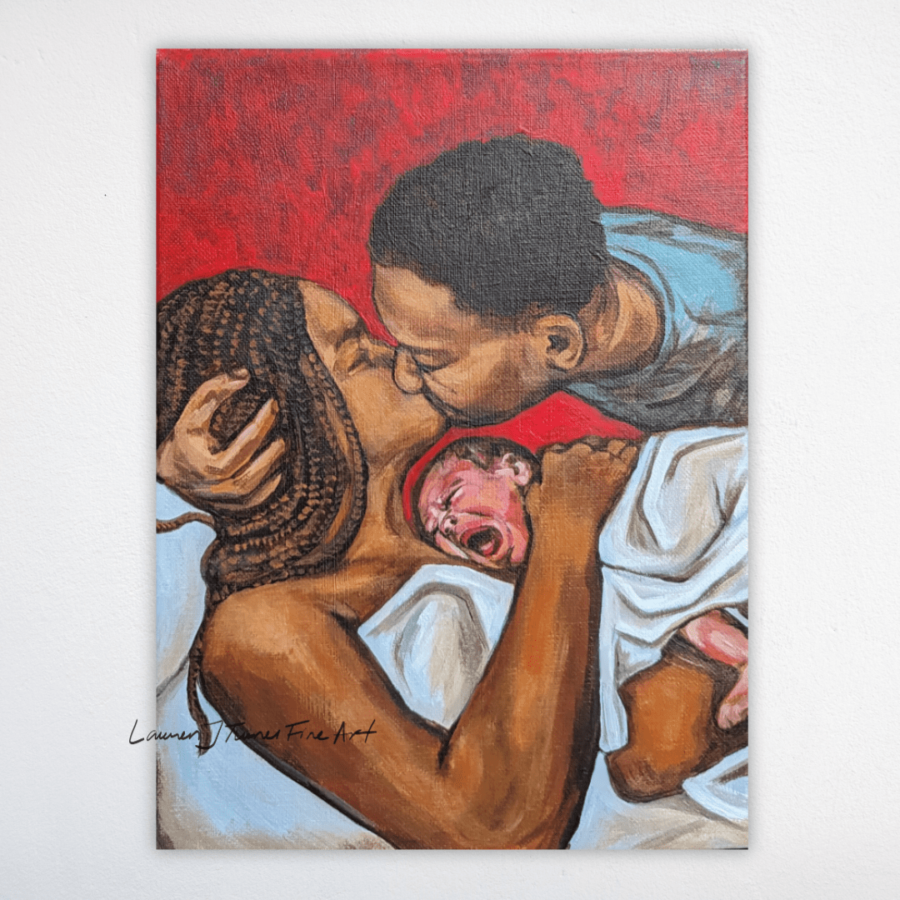 Original Painting: Passionate Kiss After Birth