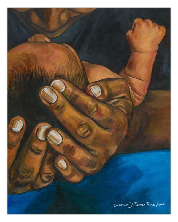 Father Holding Baby with Fist