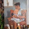 Original Painting: Breastfeeding in Orange Chair