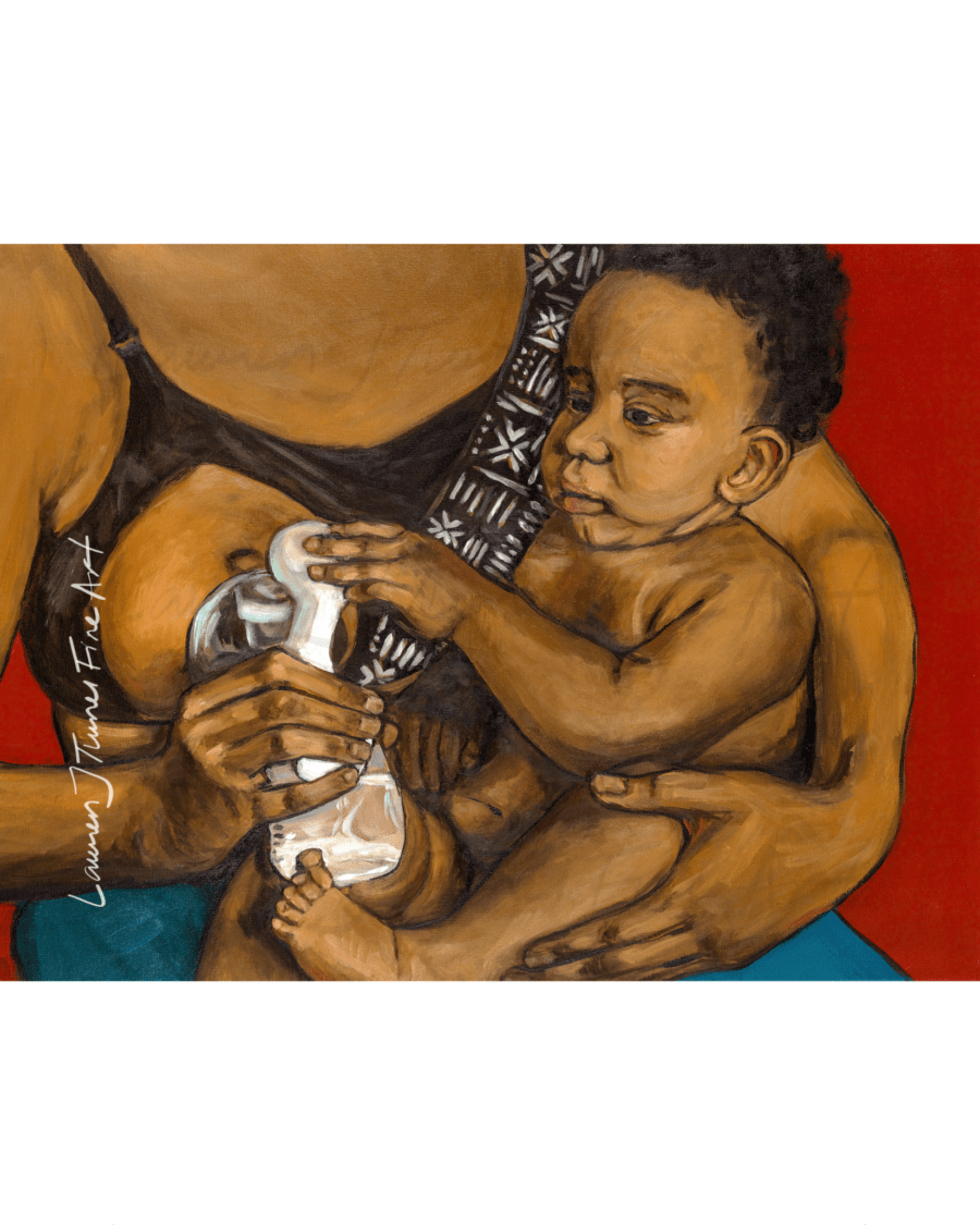 Baby with Breast Pump Red