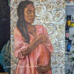 Original Painting: Pregnancy with White Roses