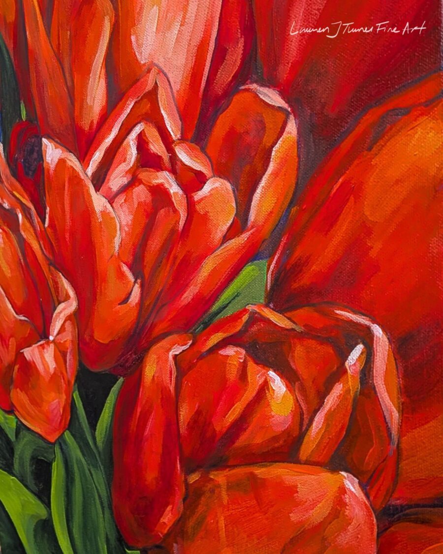 Original Painting: Happy Red Tulips - Image 3