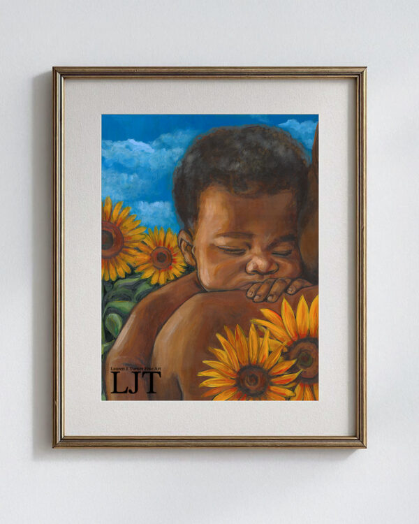 Sleep Baby Near Sunflowers
