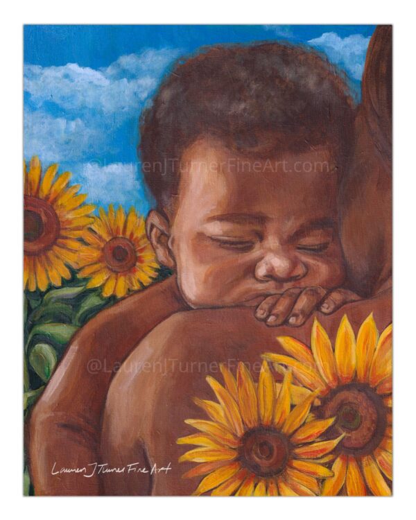 Sleep Baby Near Sunflowers