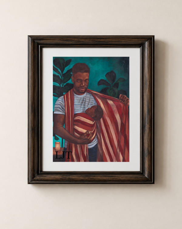 African American Father Babywearing