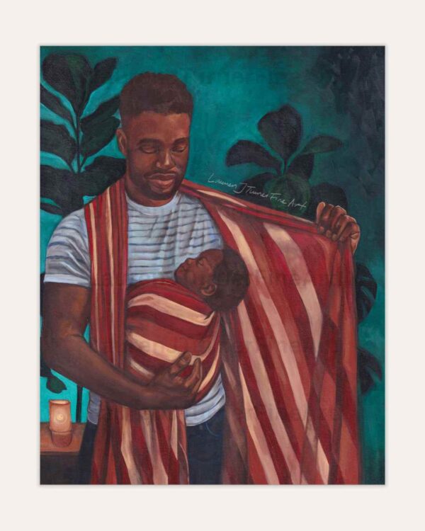 African American Father Babywearing