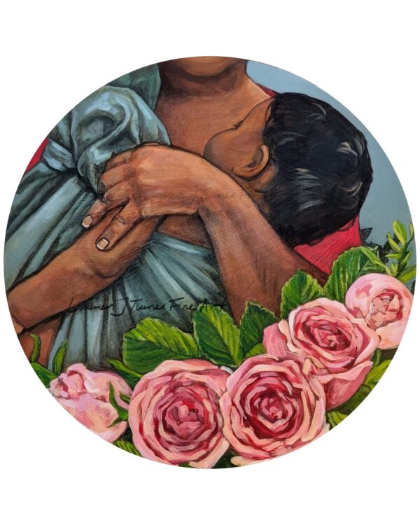 Original Painting: Babywearing with Pink Roses