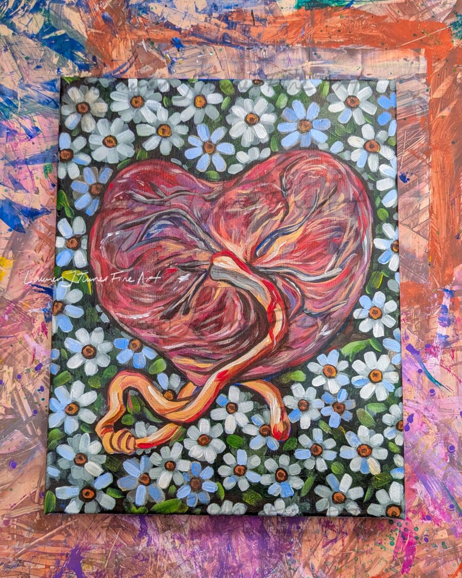 Original Painting: Daisy Heart Placenta - Lauren J. Turner Fine Art