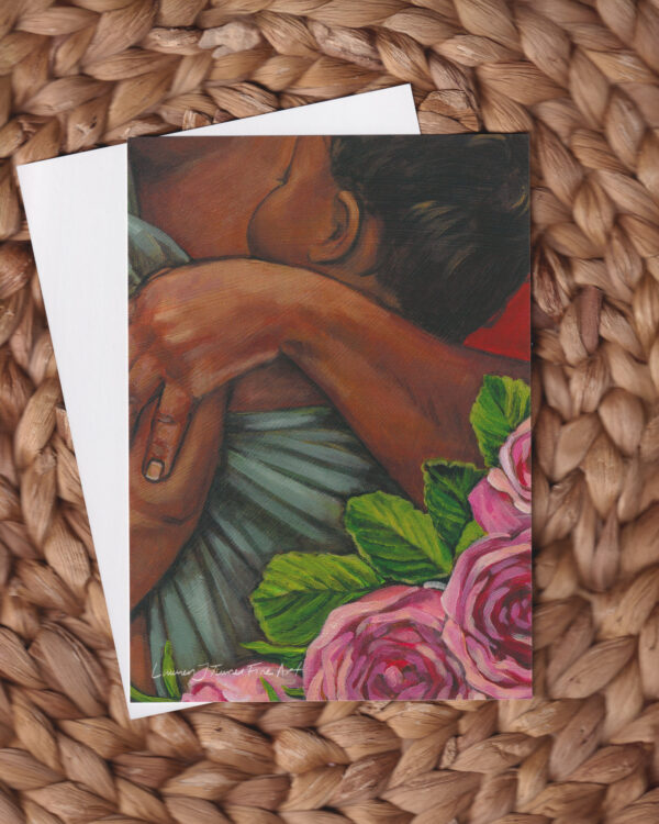 Babywearing with Pink Roses Flat Art Card
