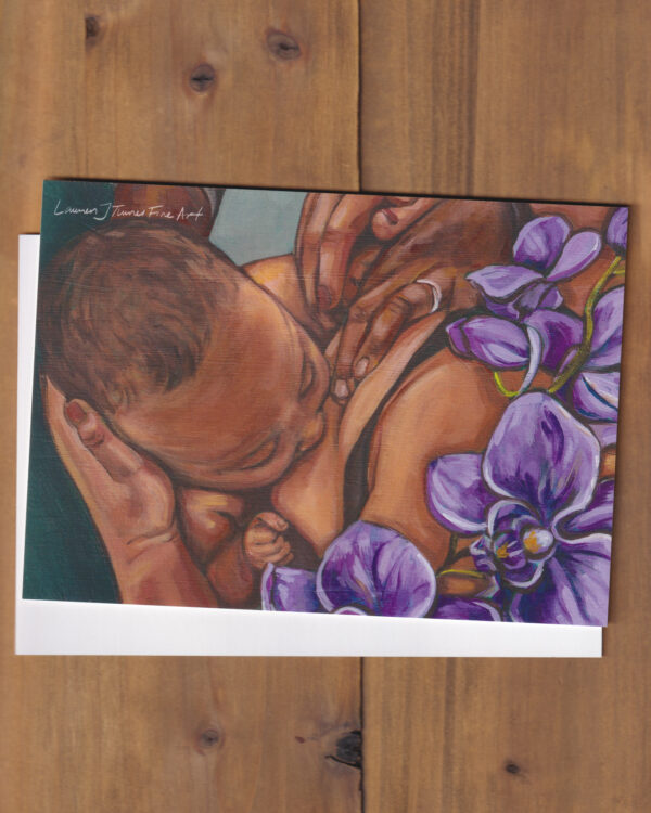 Breastfeeding Support with Purple Orchid Flat Art Card