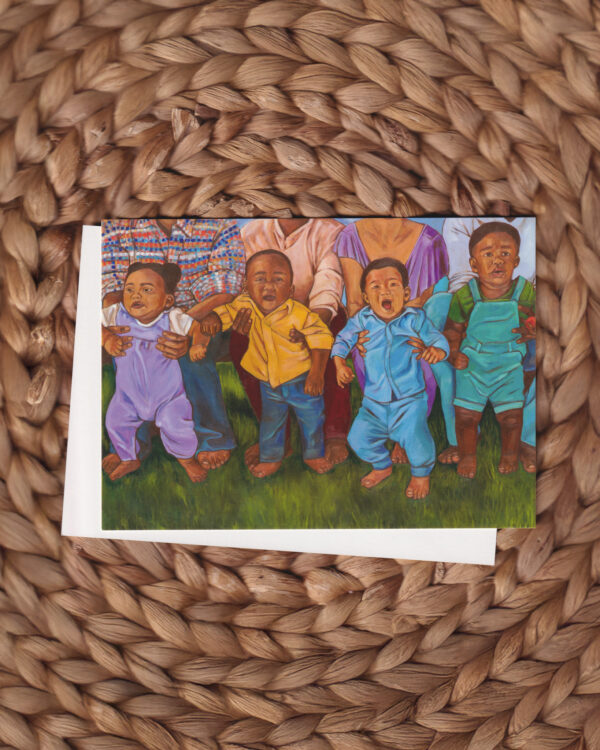 Toddlers with Parents Flat Art Card