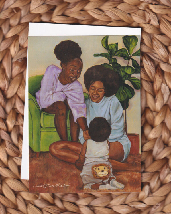 Living Room Joy with a Little Lion Cub Flat Art Card